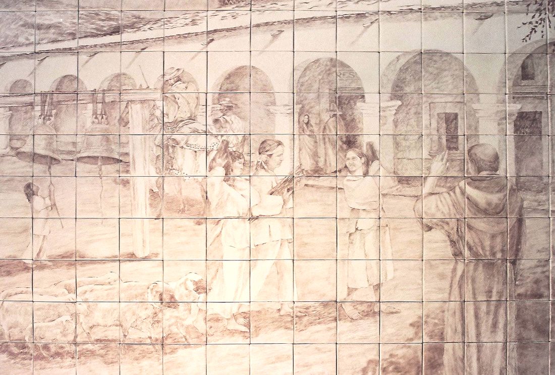 Close-up detail of the ceramic under drawing 