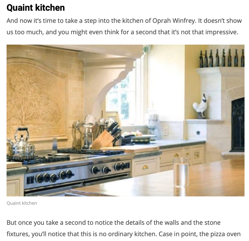 Oprah Winfrey's stove top Jerusalem hand carved stone slab of her favorite oak tree in her Montecito Ca. kitchen created by artist Jamie Santaniello. 
jamiesantaniello.com Copyright©JS2003